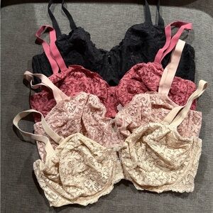 Body By Victoria: Unlined Demi Lace Bra 38DDD (Set of 4)